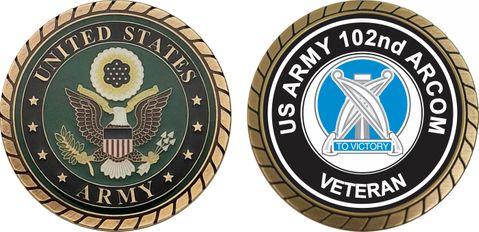 U.S. Army Veteran 102nd ARCOM Unit Crest Challenge Coin