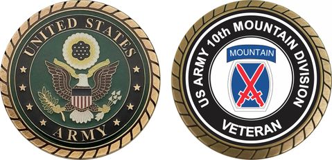 U.S. Army Veteran 10th Mountain Infantry Division Challenge Coin