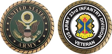 U.S. Army Veteran 23rd Infantry Division Unit Crest Challenge Coin
