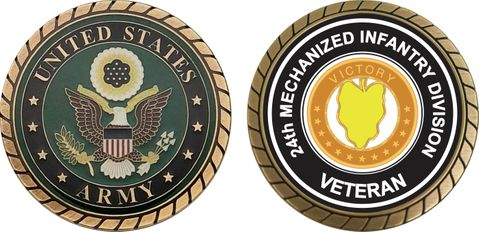 U.S. Army Veteran 24th Mechnized Division Challenge Coin