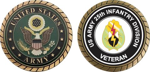 U.S. Army Veteran 25th Infantry Division Unit Crest Challenge Coin