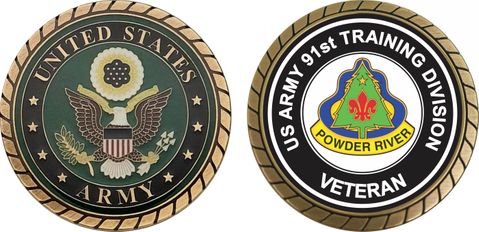 U.S. Army Veteran 91ST TRAINING DIVISION Unit Crest Challenge Coin