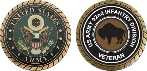 U.S. Army Veteran  92ND INFANTRY DIVISION Challenge Coin