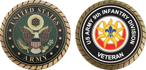 U.S. Army Veteran 9th Infantry Division Unit Crest Challenge Coin