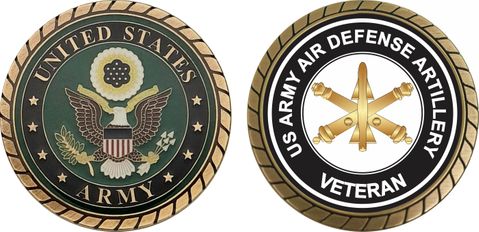 U.S. Army Veteran Air Defense Artillery Challenge Coin