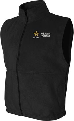 U.S. Army Veteran Black Fleece Vest Medium