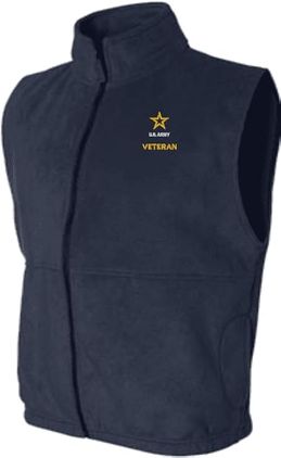 U.S. Army Veteran Navy Blue Fleece Vest Large