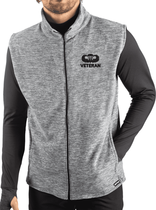 U.S. Army Veteran with Jump Wings Polar Fleece Full Zip Vest