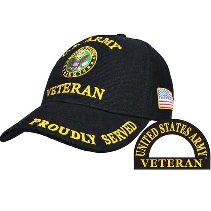 U.S. Army Veteran with Seal Embroidered Black Cap
