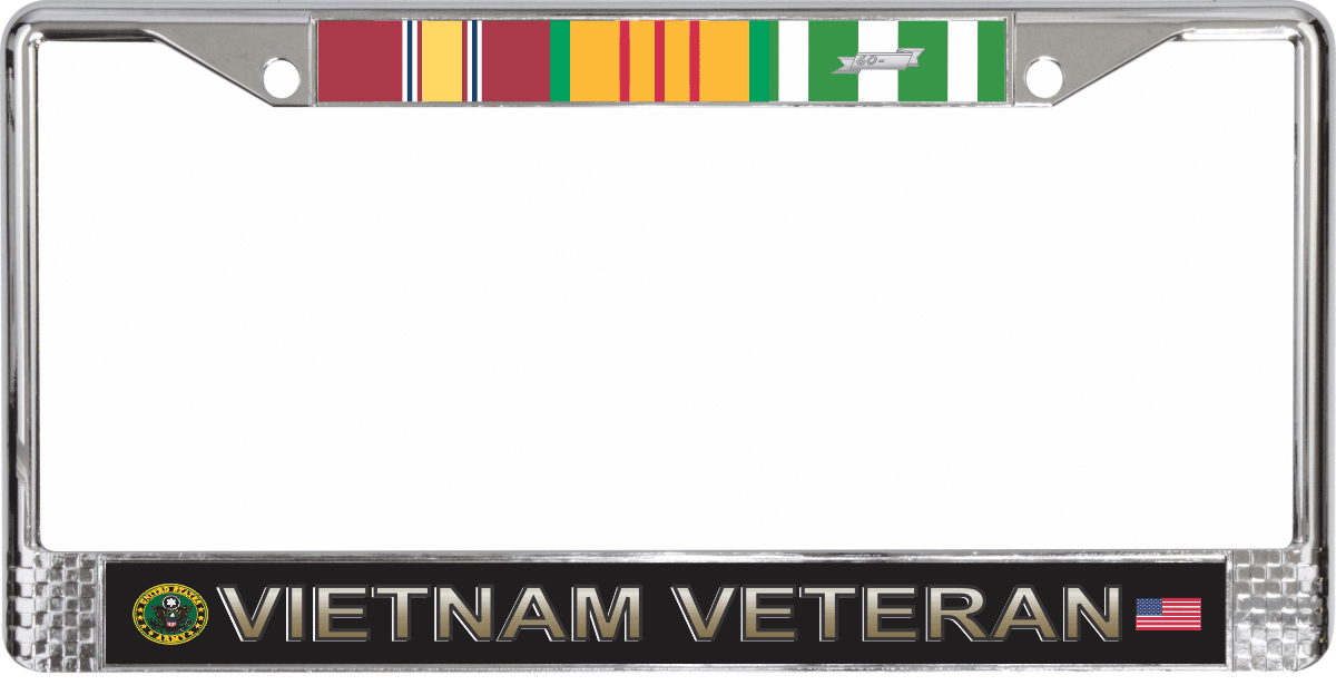 Metal License Plate Frame Vietnam Veteran A Car Auto Tag Holder Chrome 4 Holes One Frame