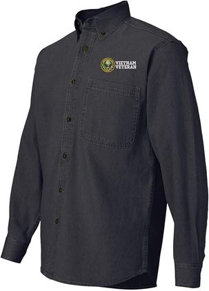 U.S. Army Vietnam Veteran Black Denim Shirt Large