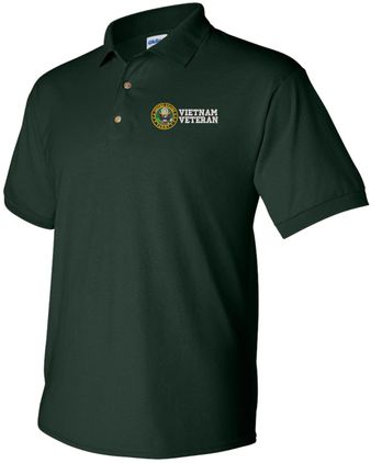 U.S. Army Vietnam Veteran Forest Green 50/50 Polo Large