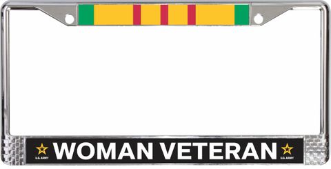 U.S. Army Vietnam War Ribbon Woman Veteran License Plate Frame