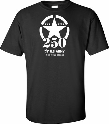 U.S. Army (White) 250th Anniversary Printed T-Shirt