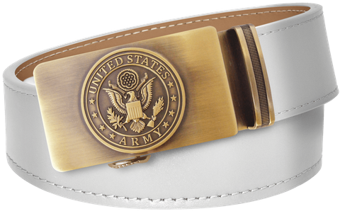 U.S. Army White Full Grain Leather Slide Belt