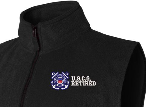 U.S.C.G. Retired Full Zip Fleece Vest