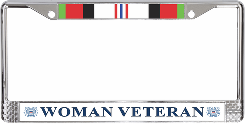 U.S. Coast Guard Afghanistan War Ribbon Woman Veteran License Plate Frame