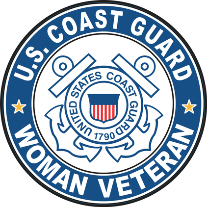U.S. Coast Guard Anchor Emblem Woman Veteran Round Decal Sticker