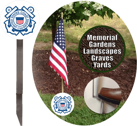 U.S. Coast Guard Flag Holder Grave Marker with 8x12 American Flag