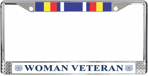 U.S. Coast Guard Global War on Terrorism Ribbon Woman Veteran License Plate Frame