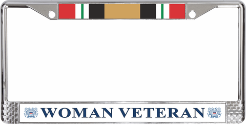 U.S. Coast Guard Iraq War Ribbon Woman Veteran License Plate Frame