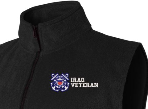 U.S. Coast Guard Iraq Veteran Full Zip Fleece Vest