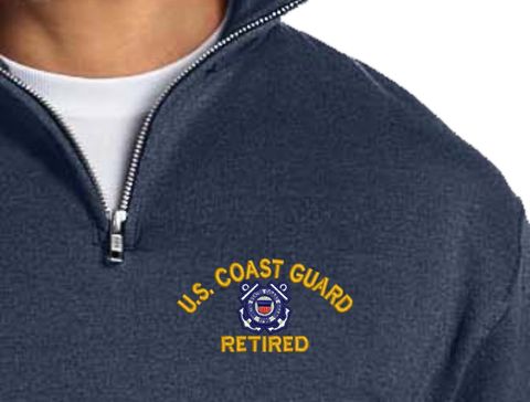 U.S. Coast Guard Retired Embroidered Quarter-Zip Pullover