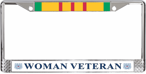 U.S. Coast Guard Vietnam War Ribbon Woman Veteran License Plate Frame