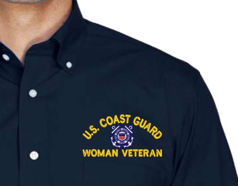 U.S. Coast Guard Woman Veteran Embroidered Dress Shirt