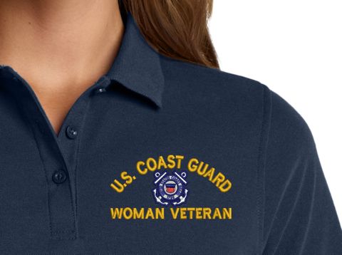 U.S. Coast Guard Woman Veteran Women's Stain-Release Polo