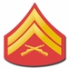 U.S.M.C. E-4 CORPORAL RED / GOLD CHEVRON DECAL