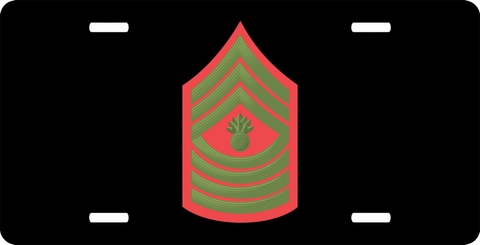 U.S.M.C. E-9 Master Gunnery Sergeant Green / Red Chevron License Plate