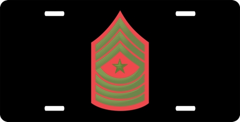 U.S.M.C. E-9 Sergeant Major Green / Red Chevron License Plate