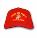 U.S.M.C. 'First to Fight' for Right and Freedom with EGA Marine Corps Low-Profile Made in USA Red Cotton Twill Cap