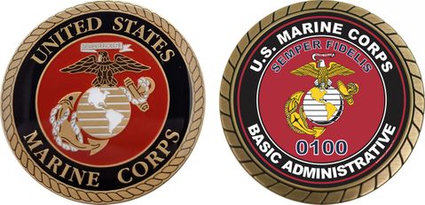 U.S.M.C. MOS 0100 Basic Administrative Challenge Coin