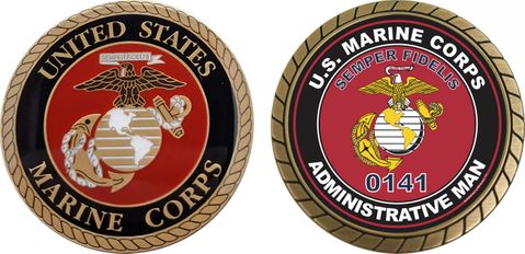 U.S.M.C. MOS 0141 Administrative Man Challenge Coin