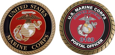 U.S.M.C. MOS 0160 Postal Officer Challenge Coin