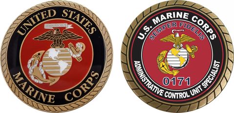 U.S.M.C. MOS 0171 Administrative Control Unit Specialist Challenge Coin