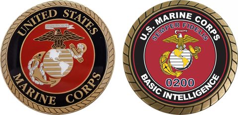 U.S.M.C. MOS 0200 Basic Intelligence Challenge Coin