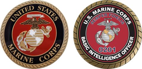 U.S.M.C. MOS 0201 Basic Intelligence Officer Challenge Coin