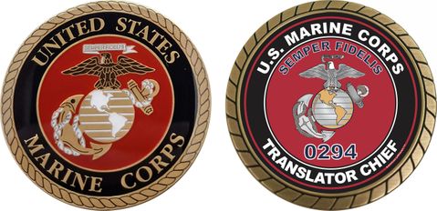 U.S.M.C. MOS 0294 Translator Chief Challenge Coin