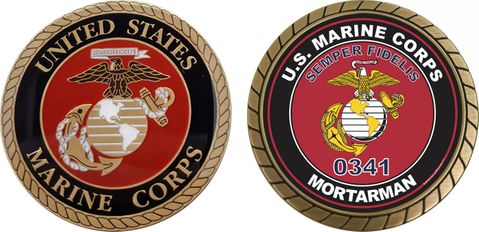 U.S.M.C. MOS 0341 Mortarman Challenge Coin