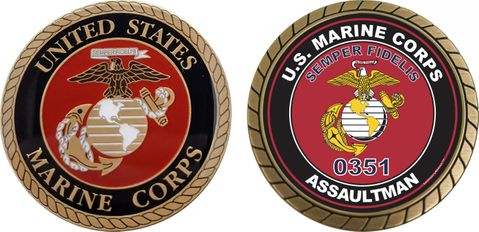 U.S.M.C. MOS 0351 Assaultman Challenge Coin