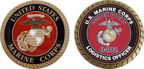U.S.M.C. MOS 0402 Logistics Officer Challenge Coin