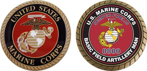U.S.M.C. MOS 0800 Basic Field Artillery Man Challenge Coin