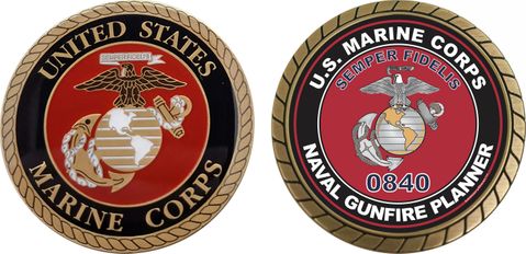 U.S.M.C. MOS 0840 Naval Gunfire Planner Challenge Coin