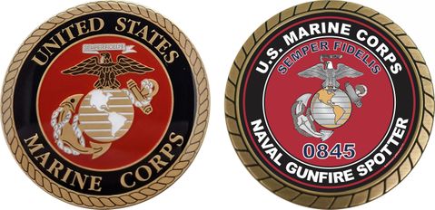 U.S.M.C. MOS 0845 Naval Gunfire Spotter Challenge Coin