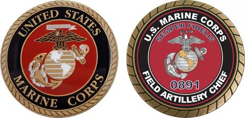 U.S.M.C. MOS 0891 Field Artillery Chief Challenge Coin