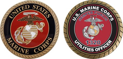 U.S.M.C. MOS 1320 Utilities Officer Challenge Coin