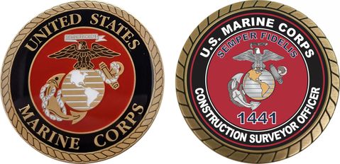 U.S.M.C. MOS 1441 Construction Surveyor Officer Challenge Coin